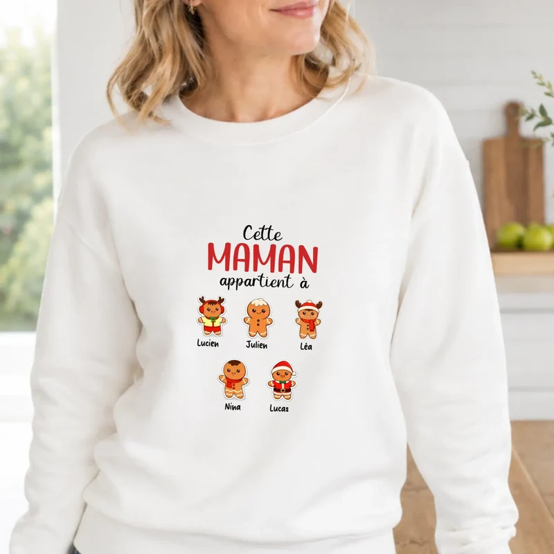Sweat à capuche personnalisé maman - Noël en famille