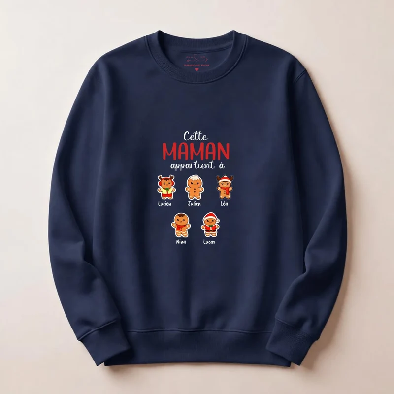 Sweat à capuche personnalisé maman - Noël en famille