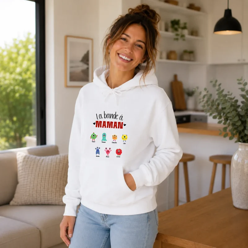 Sweat à capuche personnalisé jeune maman - La bande à maman
