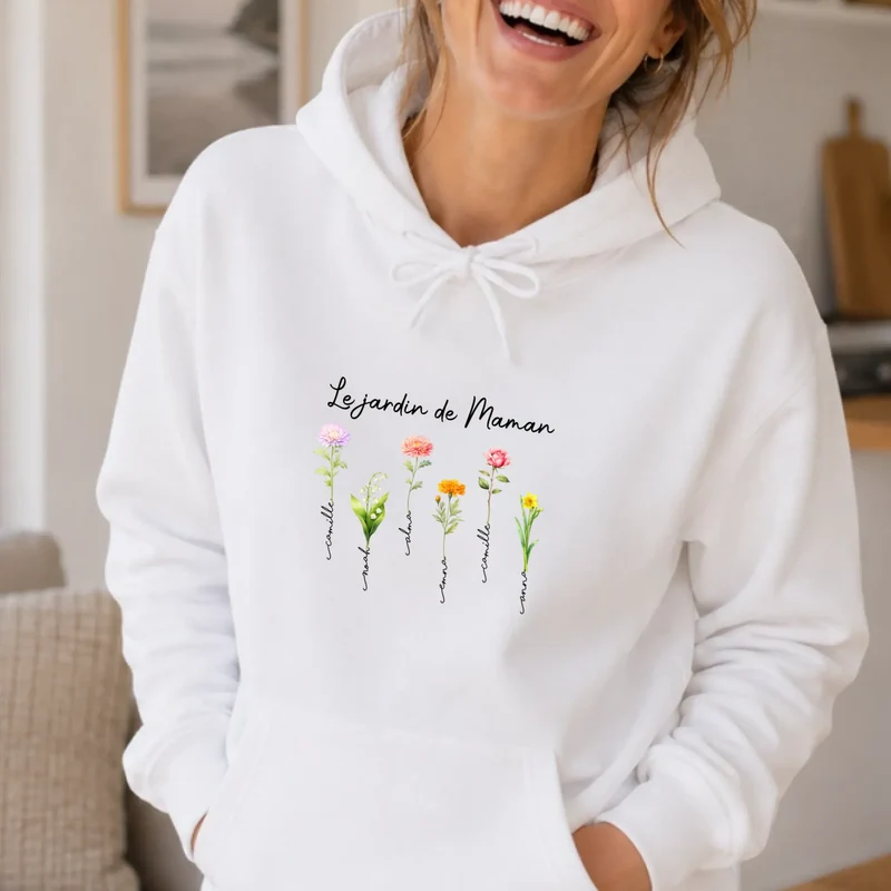Sweat à capuche personnalisé fête des mères - Le jardin de maman