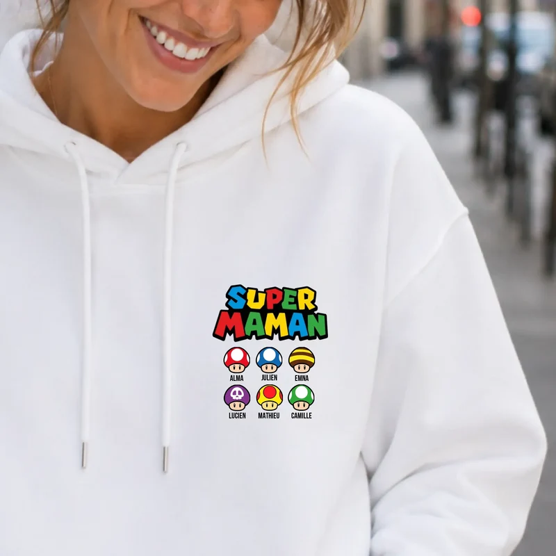 Sweat à capuche personnalisé maman - Super maman
