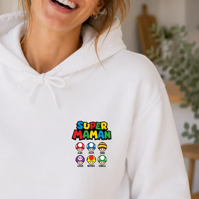 Sweat à capuche personnalisé maman - Super maman