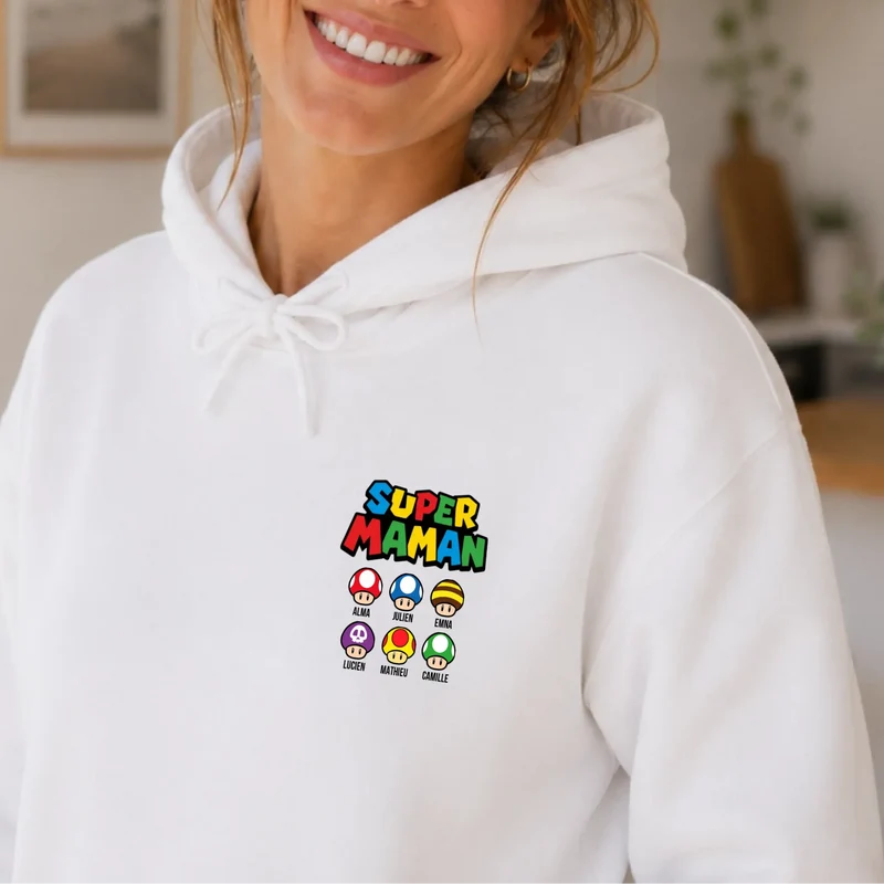 Sweat à capuche personnalisé maman - Super maman