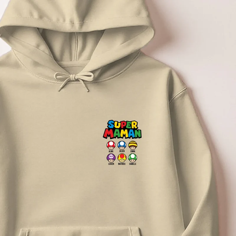 Sweat à capuche personnalisé maman - Super maman