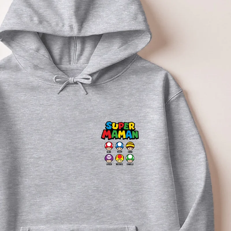 Sweat à capuche personnalisé maman - Super maman