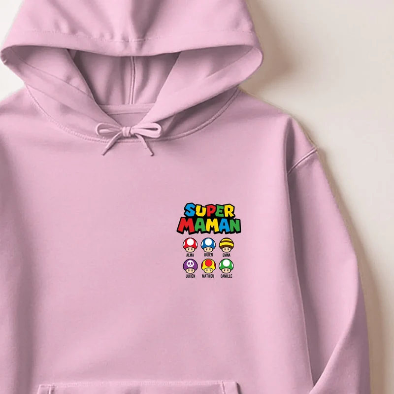 Sweat à capuche personnalisé maman - Super maman