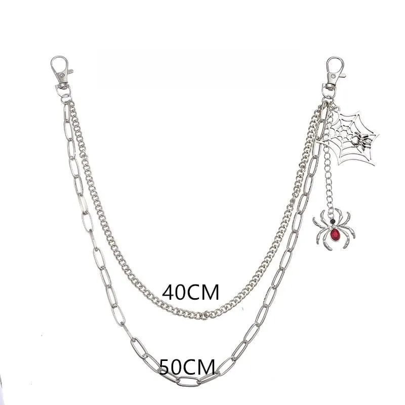 Unisex Punk Spinnennetz-Anhänger, zweilagige Taillenkette