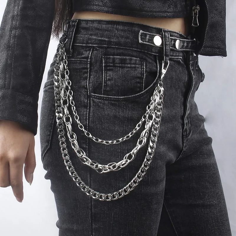 Unisex Punk Mehrlagige Metall-Taillenkette Hosenkette
