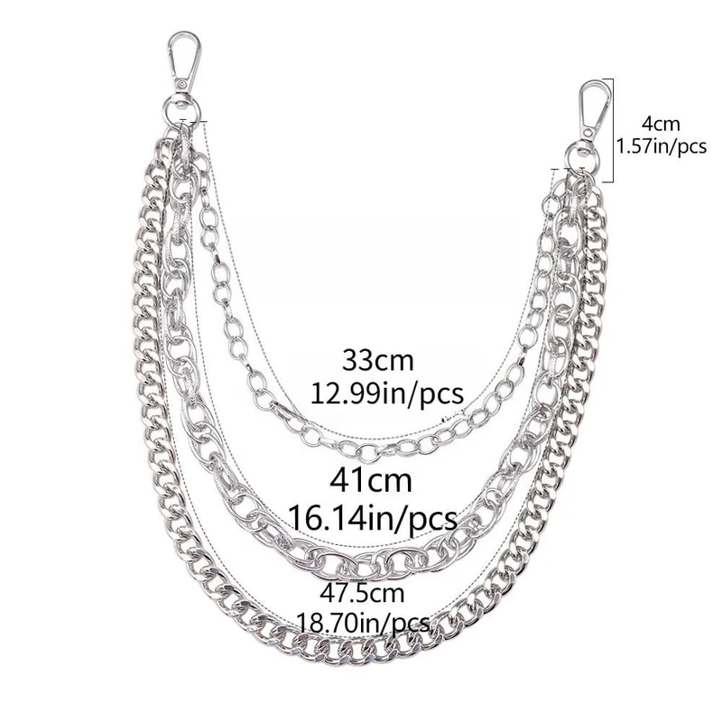 Unisex Punk Mehrlagige Metall-Taillenkette Hosenkette