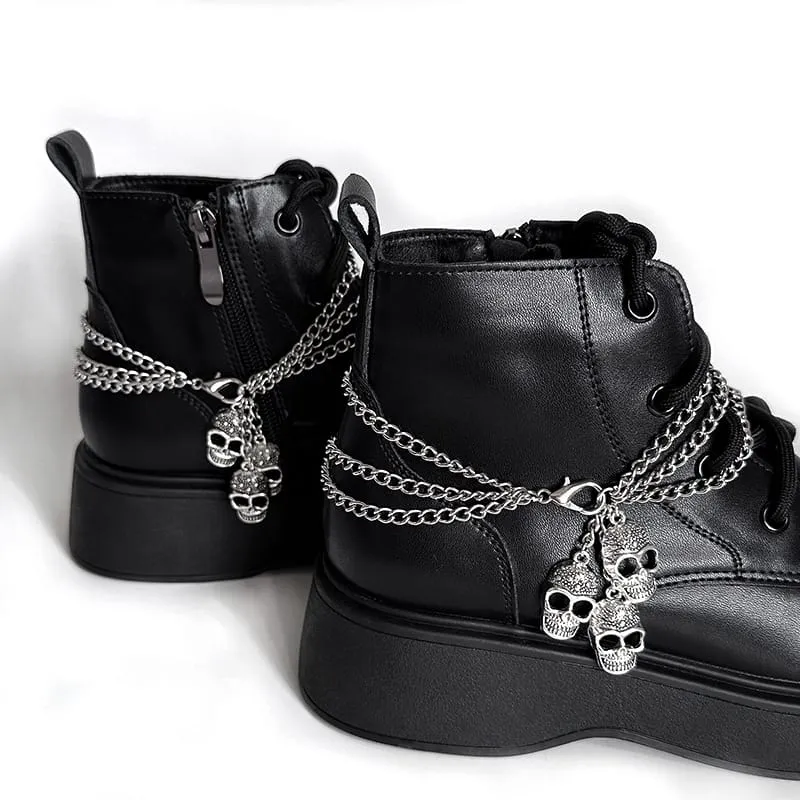 Unisex Punk Totenkopf Mehrlagige Stiefelkette Schuhaccessoires