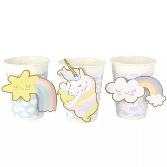 Pappbecher Einhorn Pastell 6 Stk.