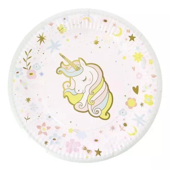 Pappteller Einhorn Pastell 6 Stk.