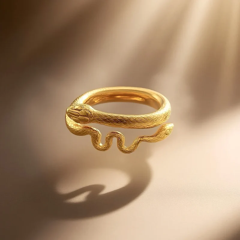 Gothic-Ring für Damen mit Schlangenmotiv und offenem Band