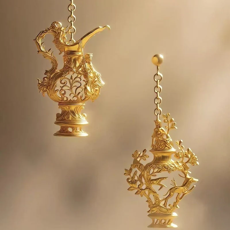 Gothic-Ohrstecker für Damen mit asymmetrischem Ausschnitt und Krugmotiv