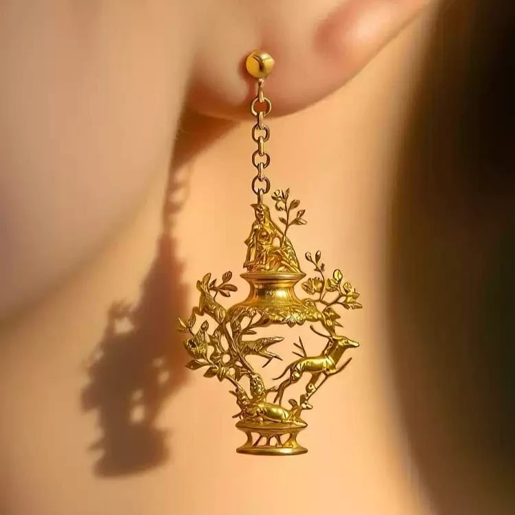 Gothic-Ohrstecker für Damen mit asymmetrischem Ausschnitt und Krugmotiv