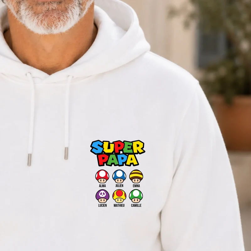 Sweat à capuche personnalisé papa - Super papa