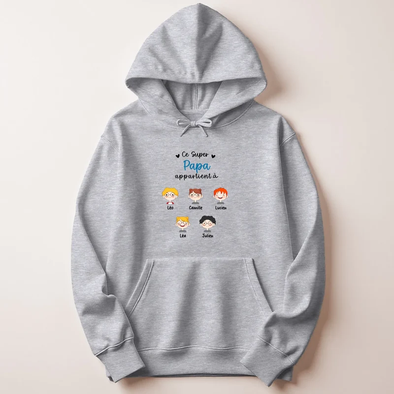 Sweat à capuche personnalisé papa - Ce super papa appartient à