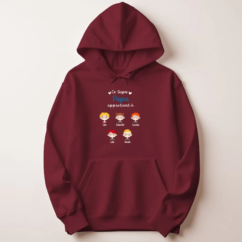 Sweat à capuche personnalisé papa - Ce super papa appartient à