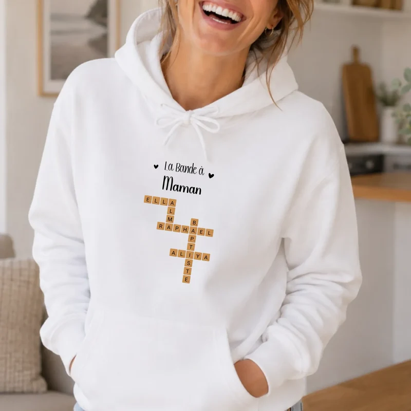 Sweat à capuche personnalisé maman - Scrabble