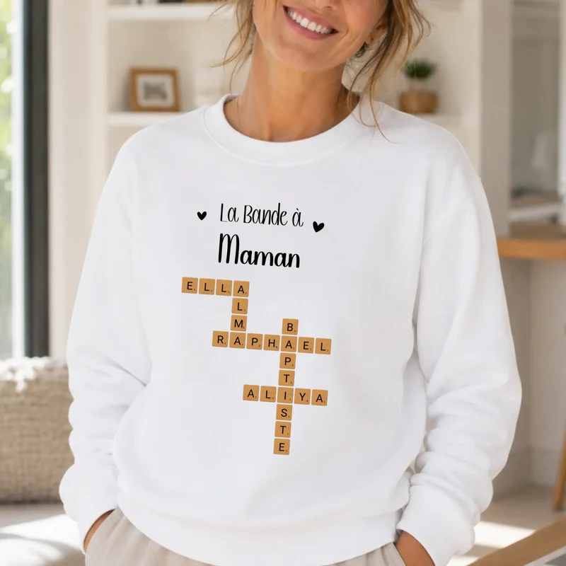 Sweat à capuche personnalisé maman - Scrabble