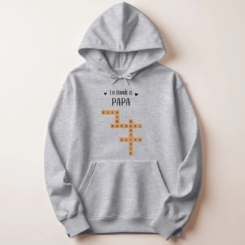 Sweat à capuche personnalisé papa - Scrabble