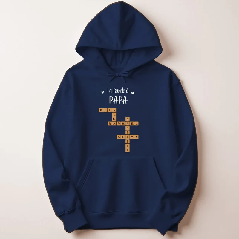 Sweat à capuche personnalisé papa - Scrabble