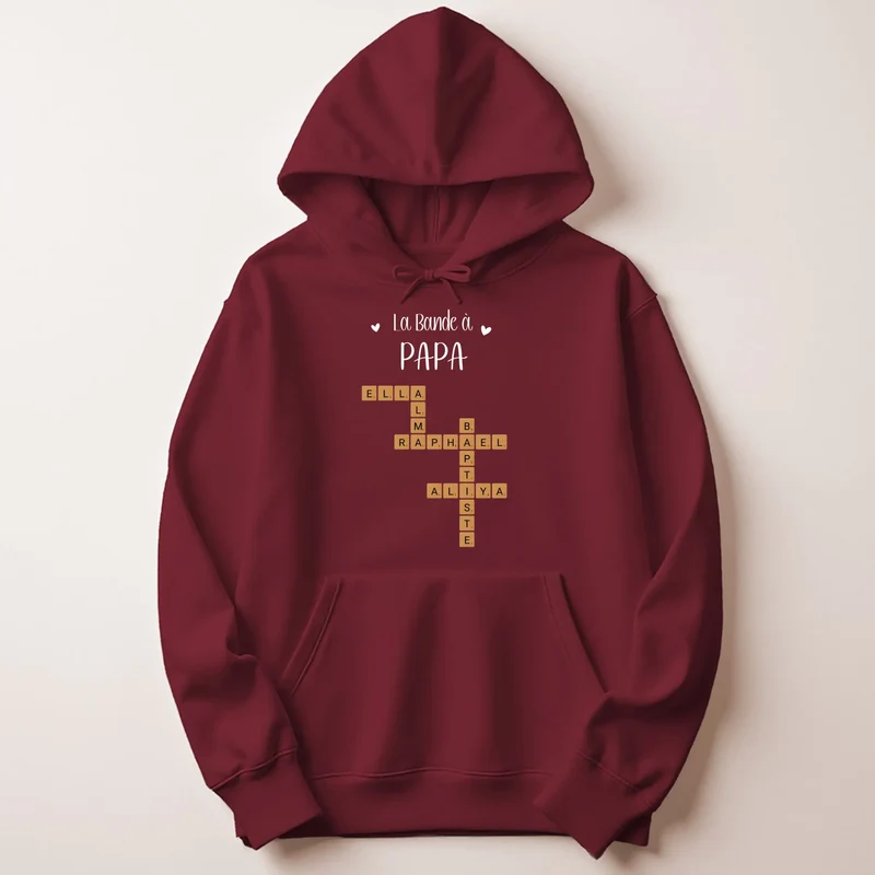 Sweat à capuche personnalisé papa - Scrabble