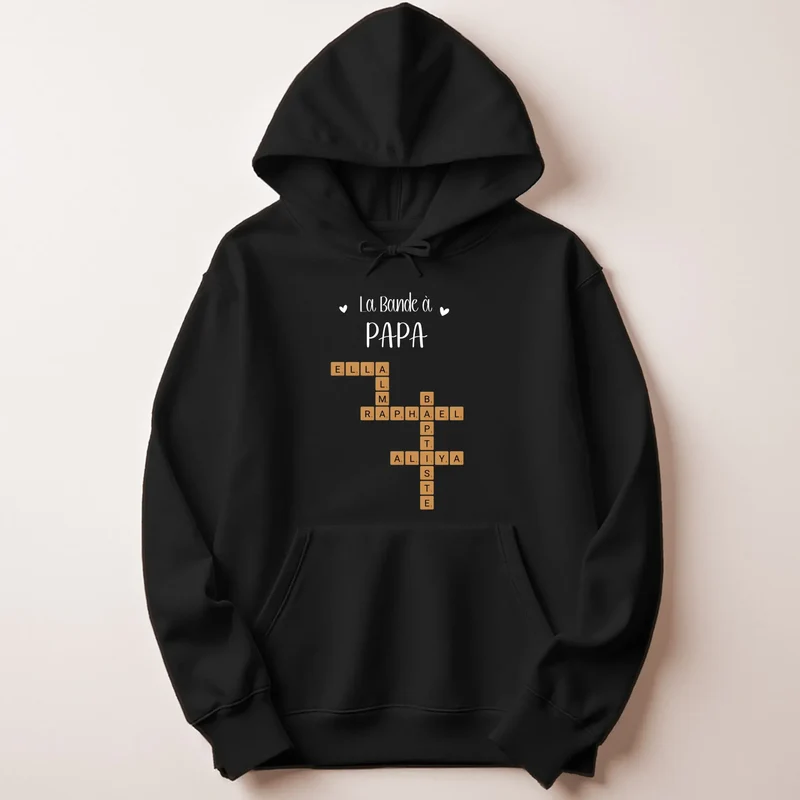 Sweat à capuche personnalisé papa - Scrabble