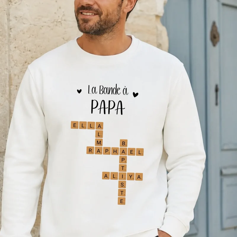 Sweat à capuche personnalisé papa - Scrabble