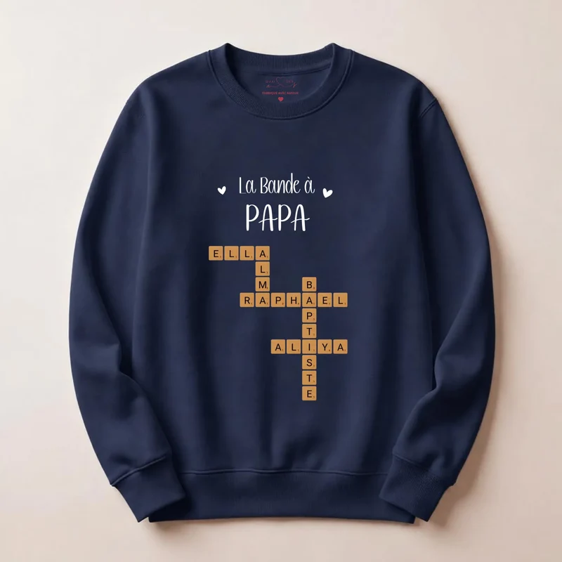 Sweat à capuche personnalisé papa - Scrabble