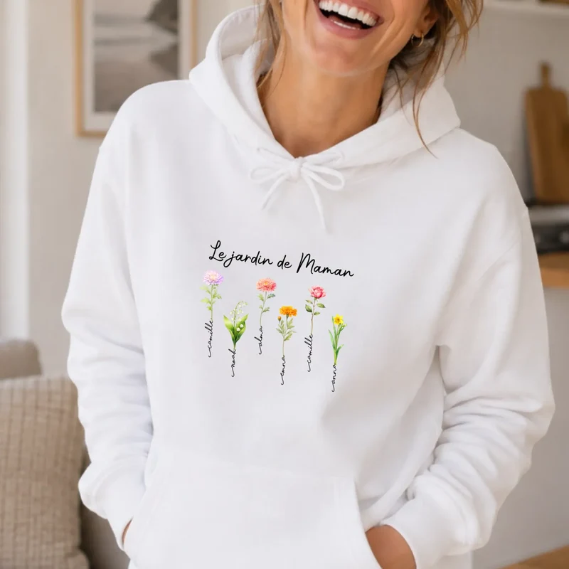 Pull personnalisé fête des mères - le jardin de maman