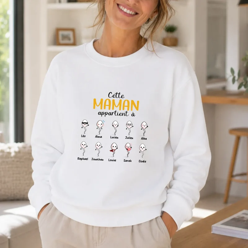 Pull personnalisé maman - cette maman appartient à ses enfants