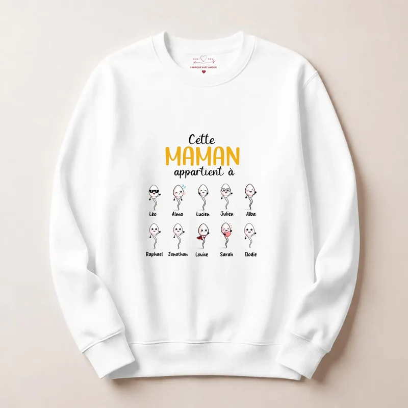 Pull personnalisé maman - cette maman appartient à ses enfants