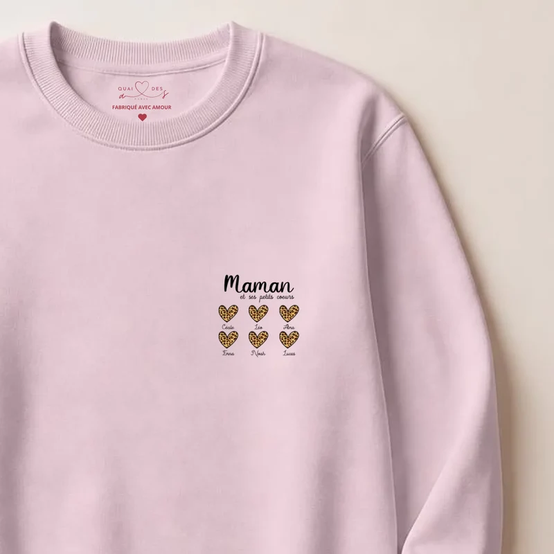 Pull personnalisé fête des mères - cœurs prénoms