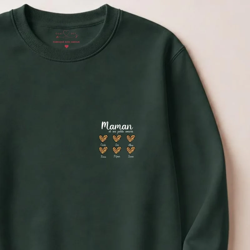 Pull personnalisé fête des mères - cœurs prénoms