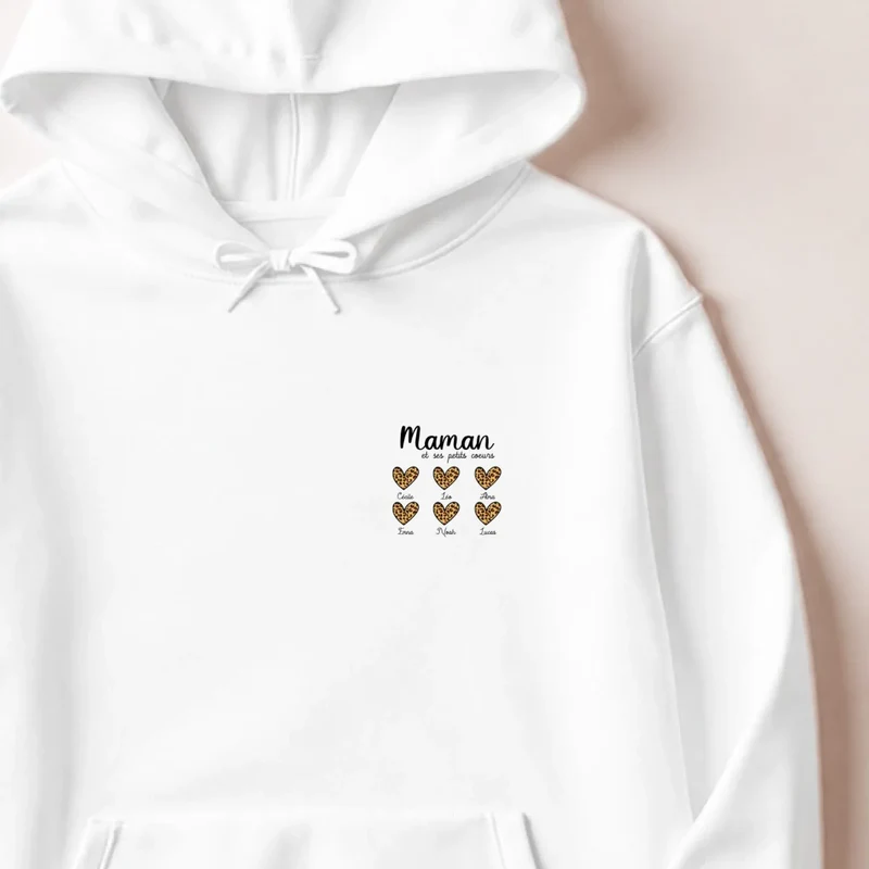 Pull personnalisé fête des mères - cœurs prénoms