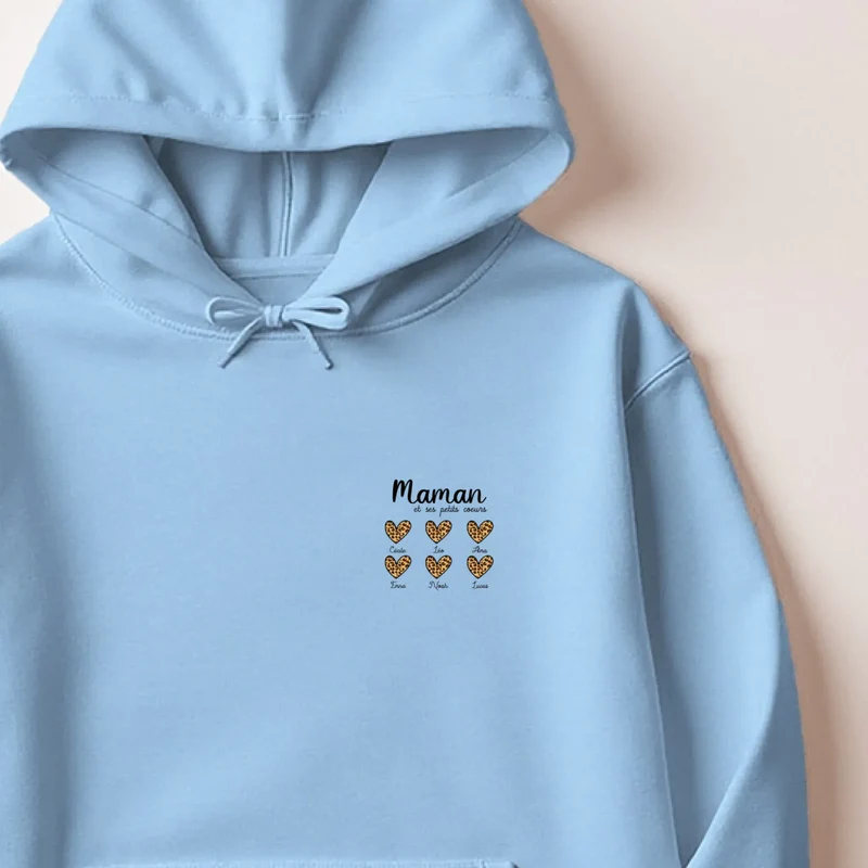 Pull personnalisé fête des mères - cœurs prénoms