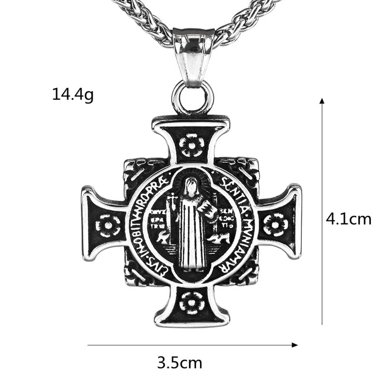 Punk-Heiligen-Kreuz-Medaillen-Anhänger-Halskette für Herren