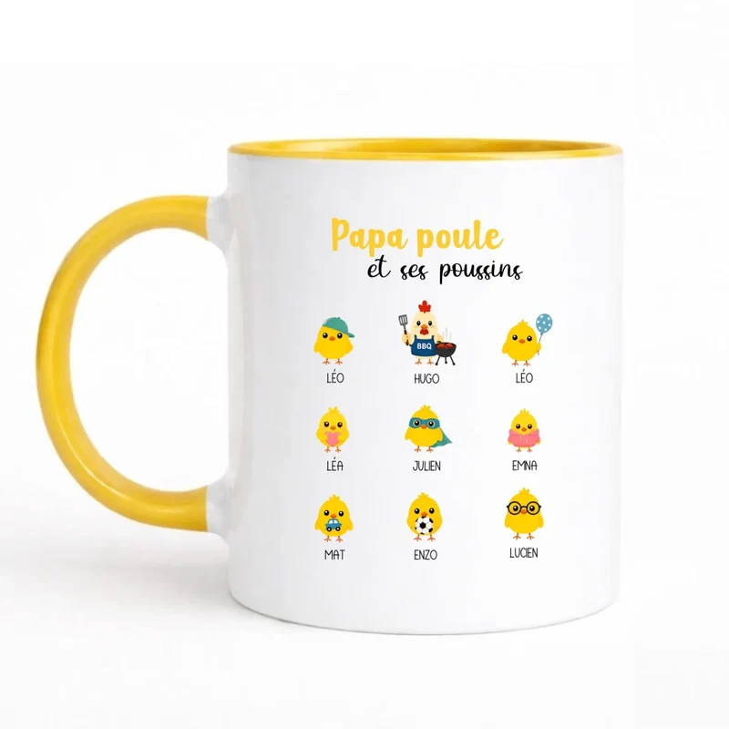 Tasse Personnalisée - Papa poule et ses poussins