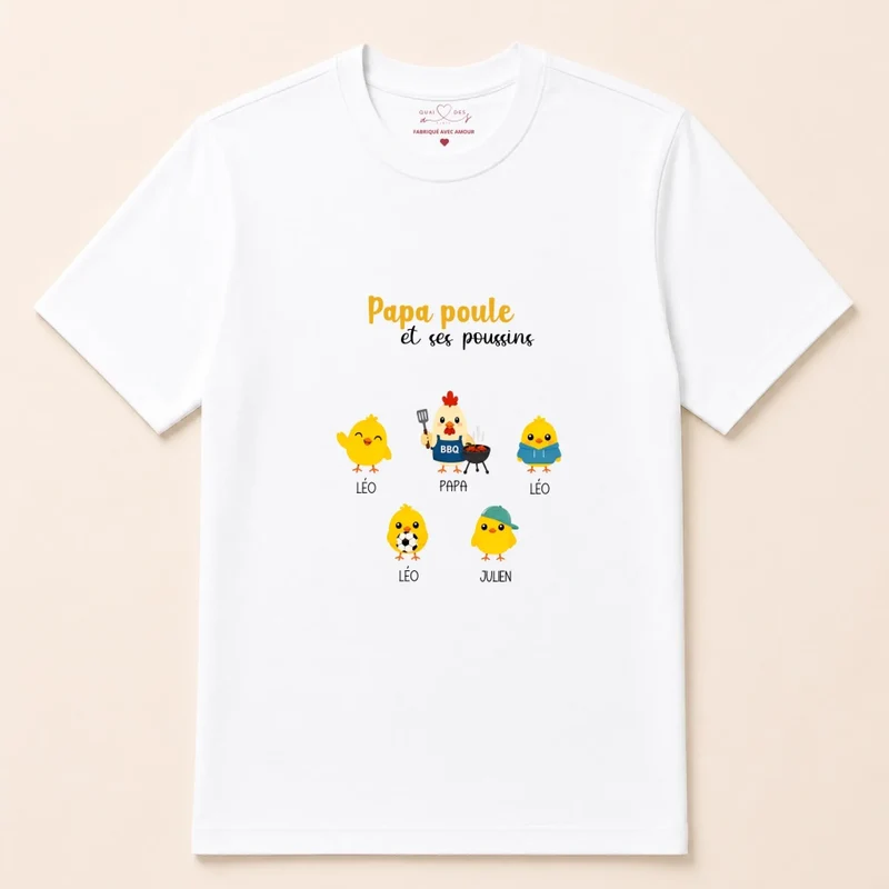 T-shirt personnalisé - Papa Poule et ses Poussins