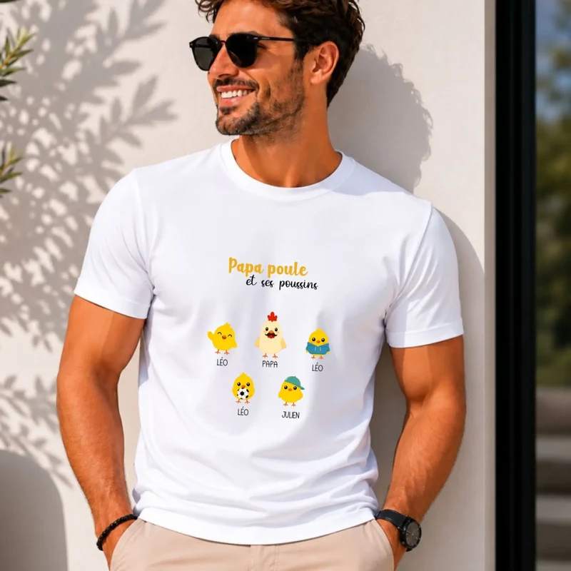 T-shirt personnalisé - Papa Poule et ses Poussins
