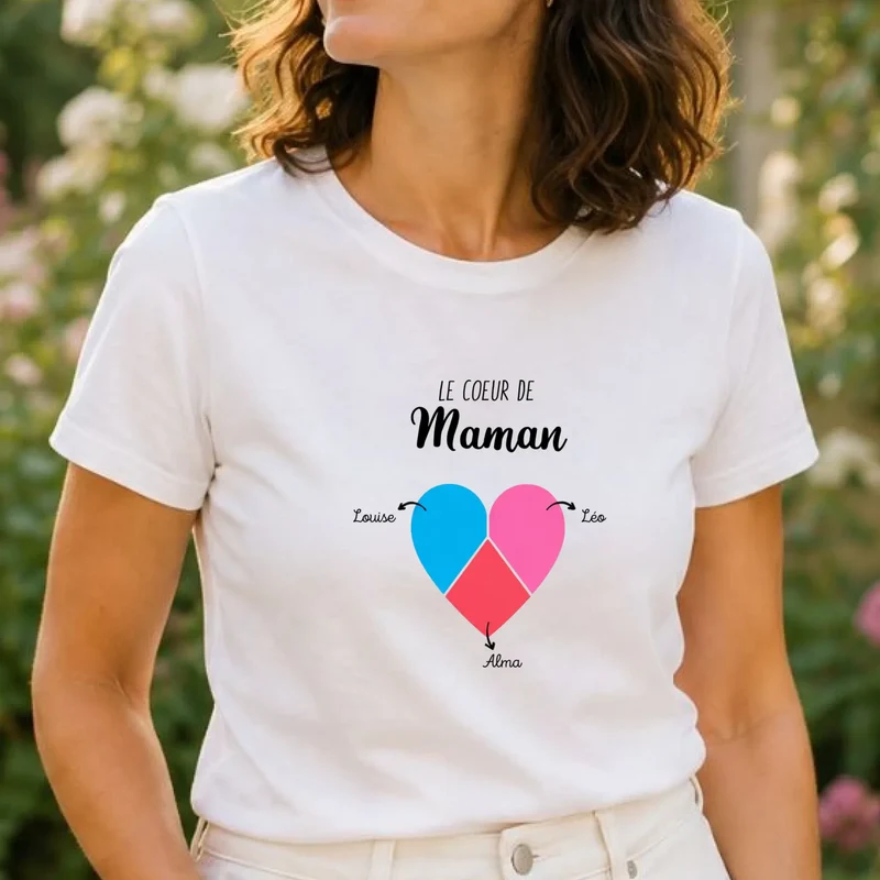 T-shirt personnalisé maman - le cœur de maman