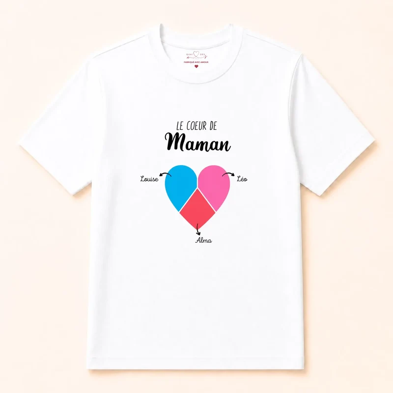 T-shirt personnalisé maman - le cœur de maman