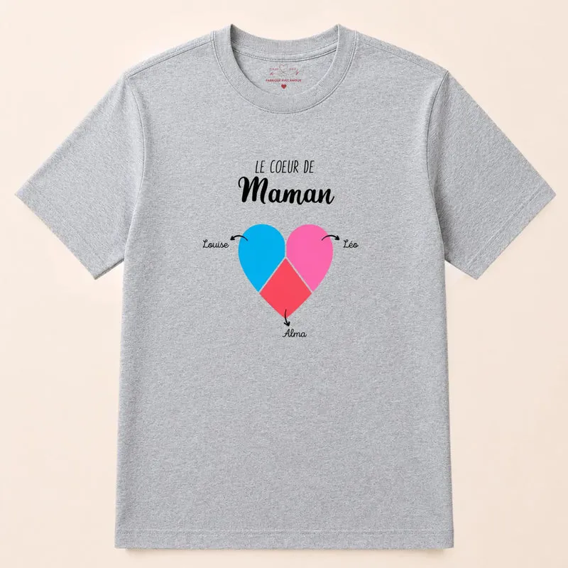 T-shirt personnalisé maman - le cœur de maman