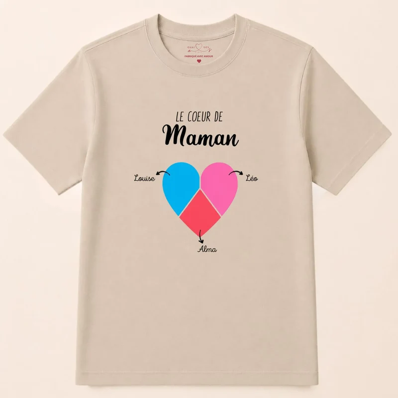 T-shirt personnalisé maman - le cœur de maman