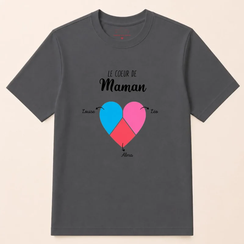 T-shirt personnalisé maman - le cœur de maman
