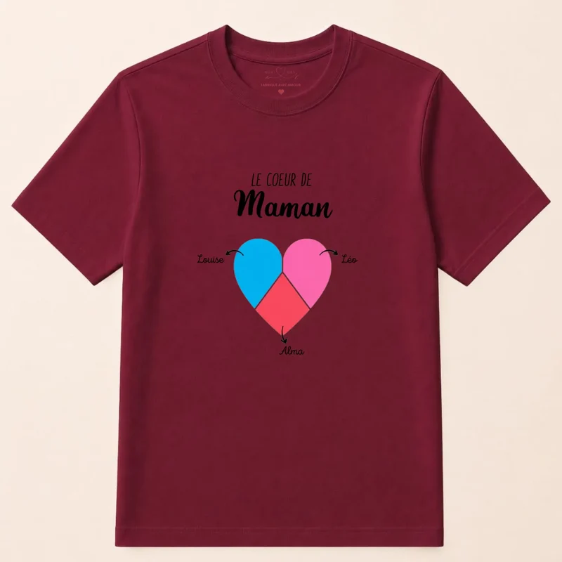 T-shirt personnalisé maman - le cœur de maman