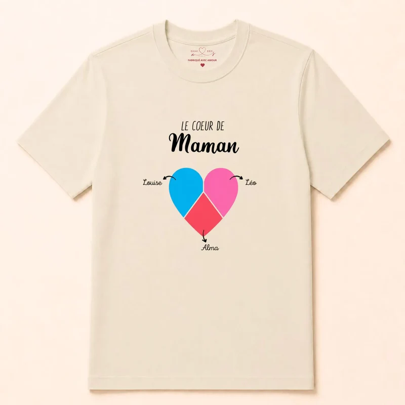 T-shirt personnalisé maman - le cœur de maman
