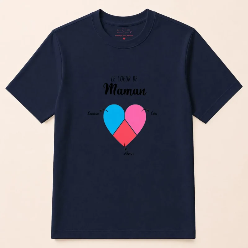 T-shirt personnalisé maman - le cœur de maman