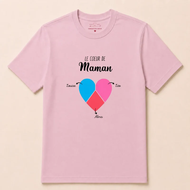 T-shirt personnalisé maman - le cœur de maman